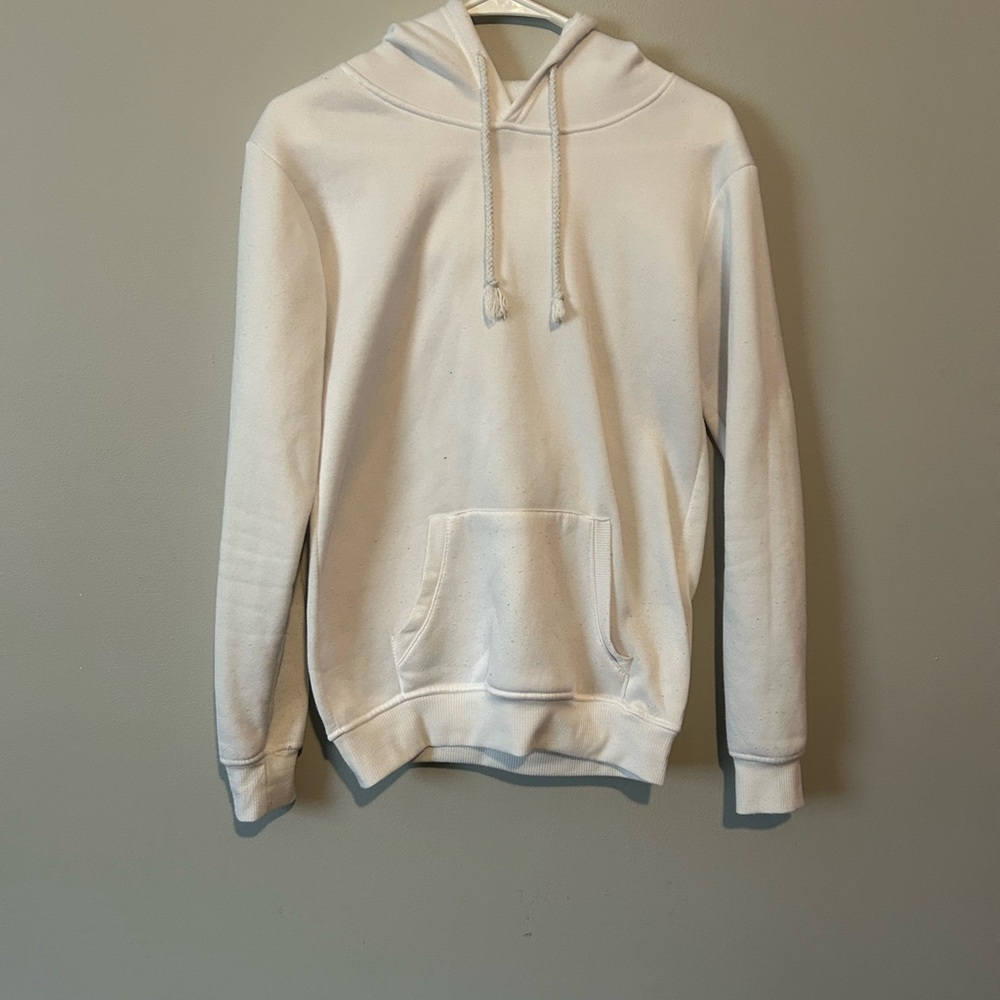 Women’s XS White Sweatshirt Best friend Rose on Back with Ribbed Cuffs and Hood